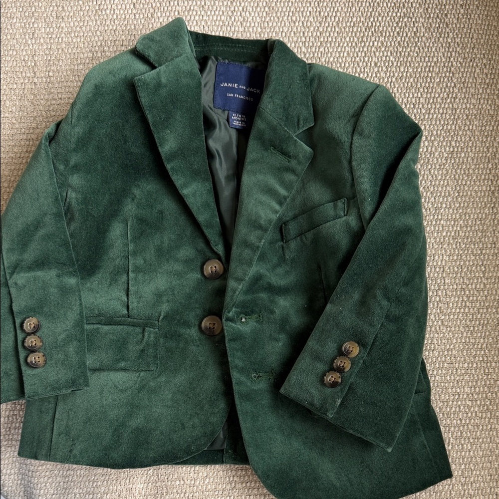 Janie and Jack Forest Green Velvet Blazer